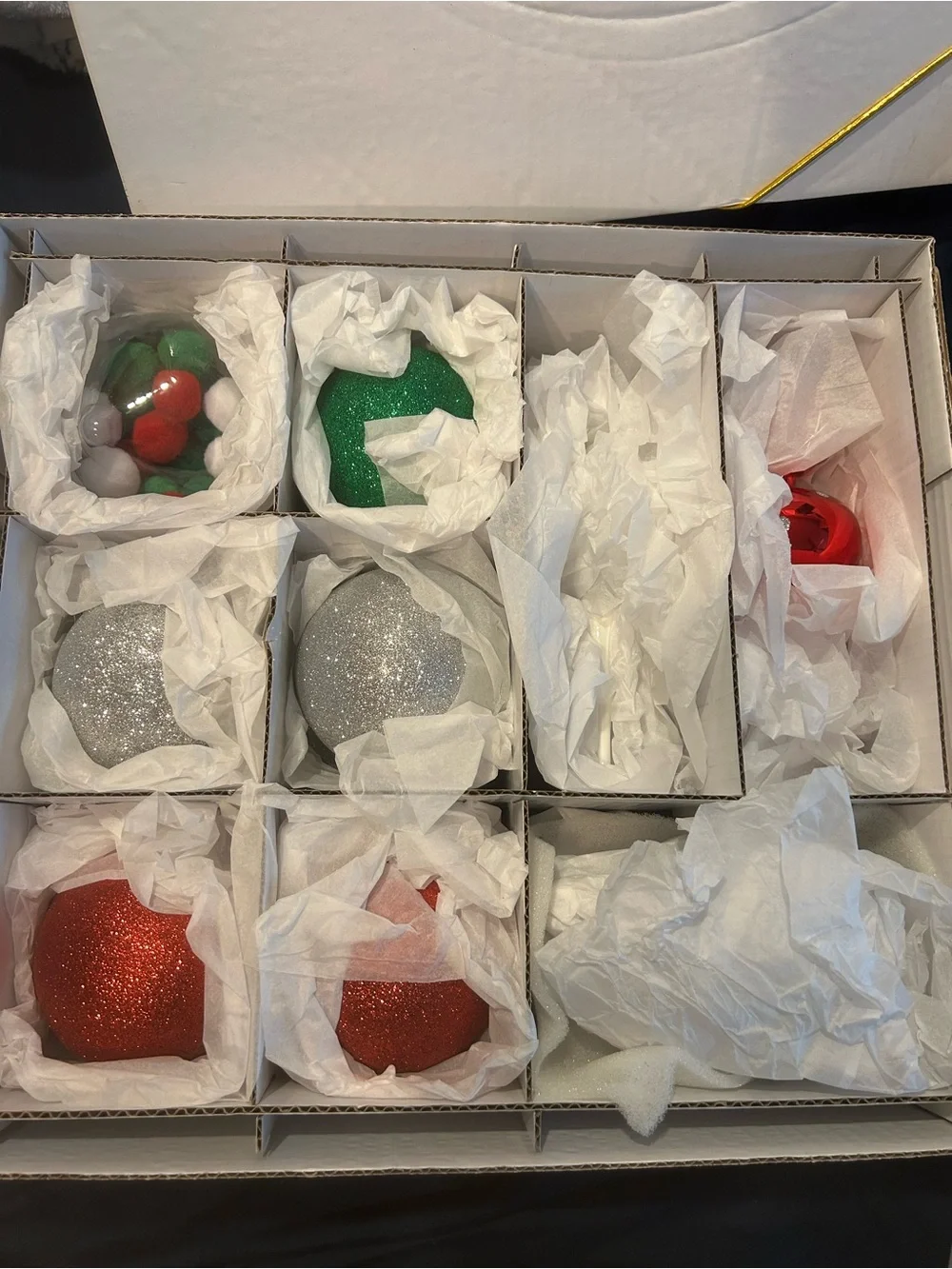 Holiday Christmas Ornament Set - Red, Green, Silver